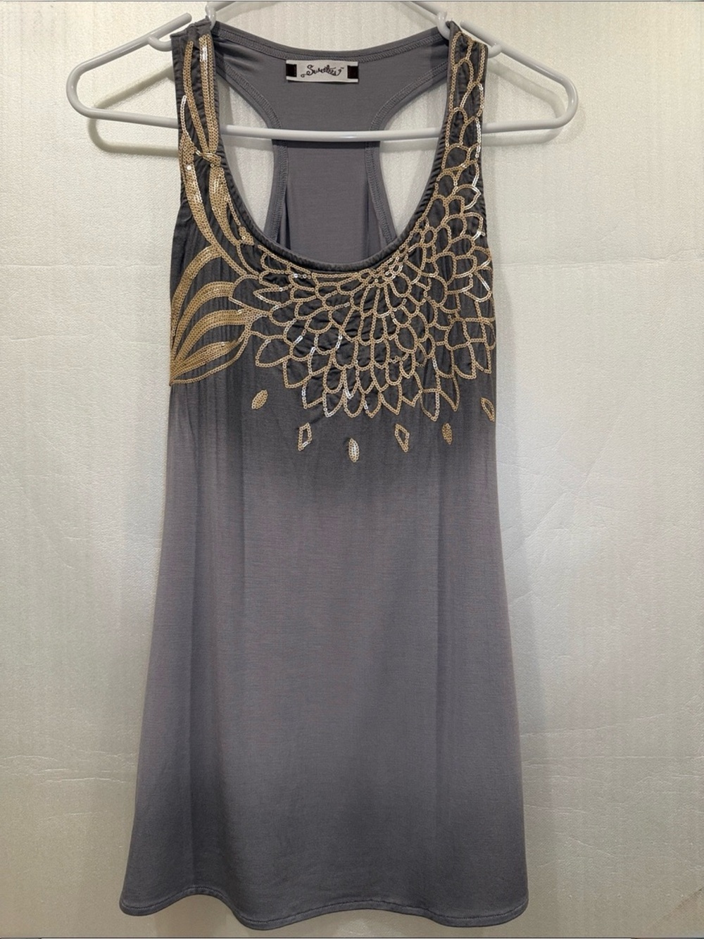 Sweetees Gray Ombre Sequin Tank Top Tunic Size XS